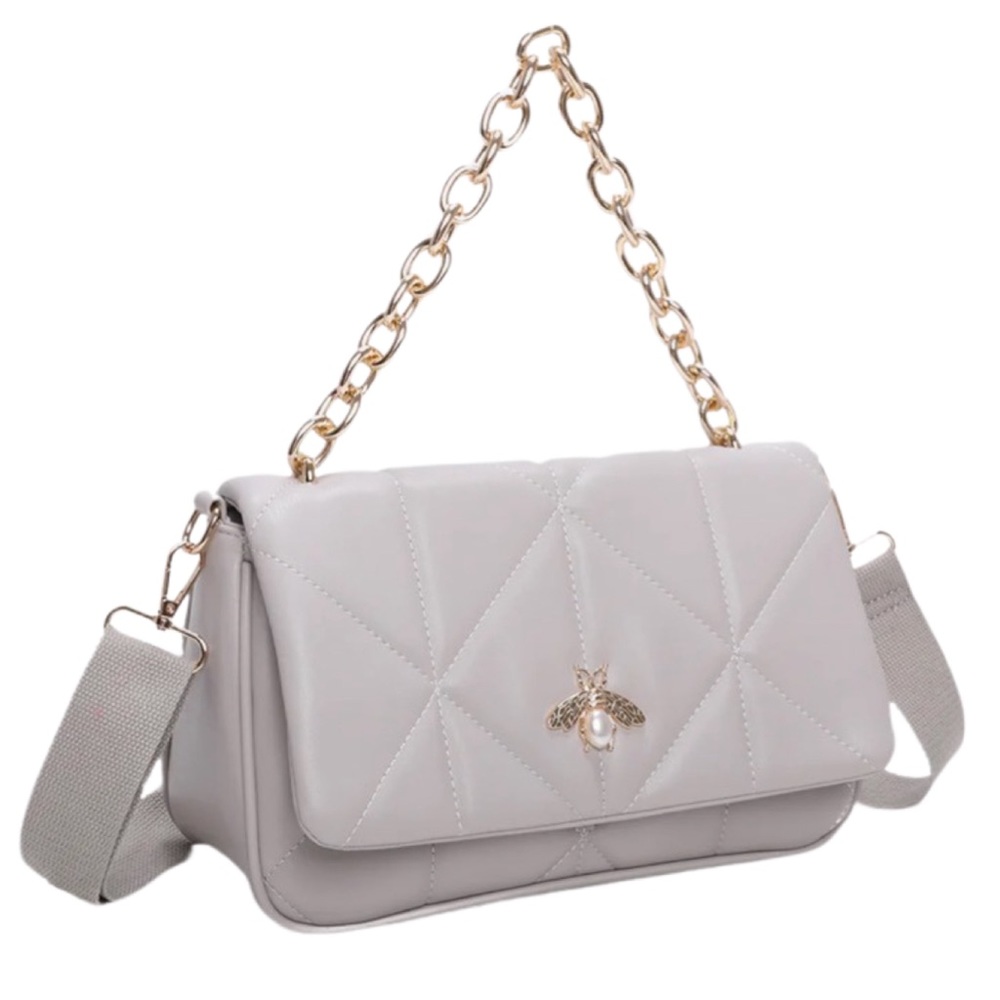 UNIBELLA • Grey Quilted Crossbody Handbag Removable Strap Shopping Travel Bag